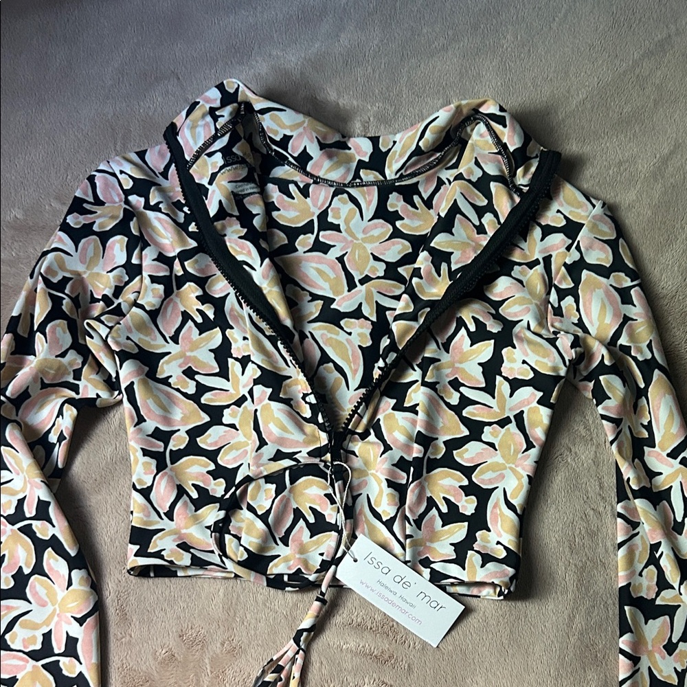 Issa De’ Mar cropped rashguard surf swim top Small NWT